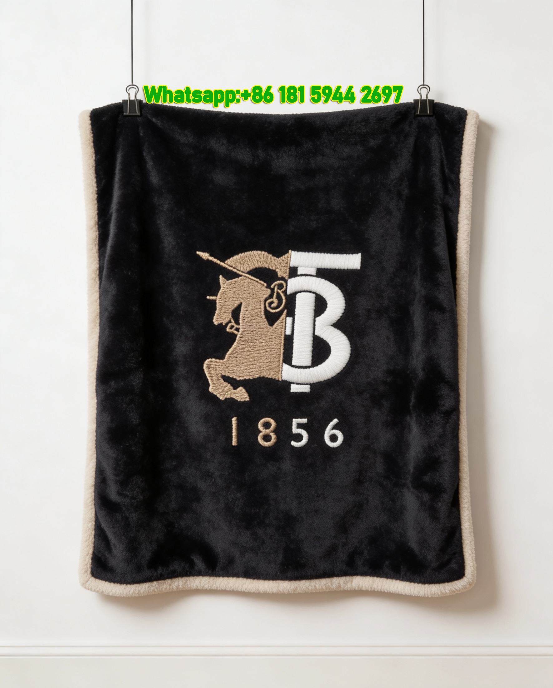 Burberry Equestrian TB Monogram 1856 Flannel Sofa Throw Blanket B008